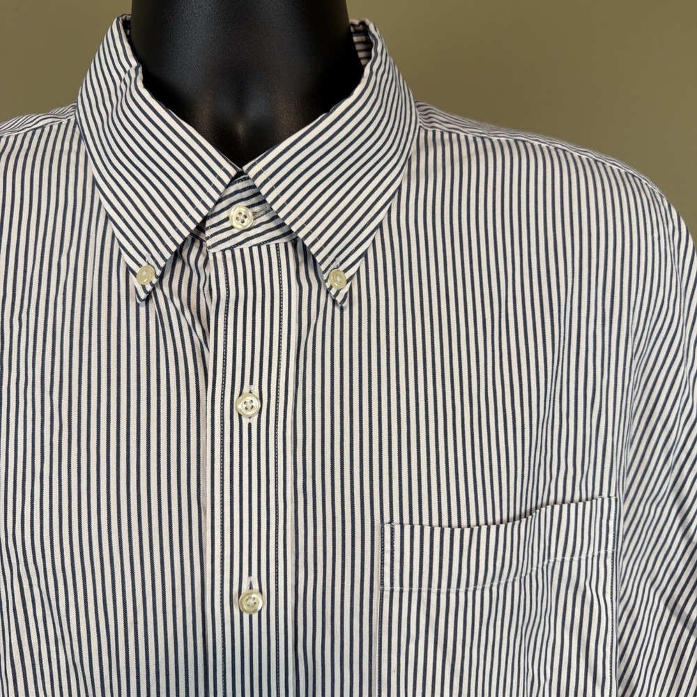 Jos A Bank Mens Executive Collection Striped Blue White LS Shirt Size 19-35